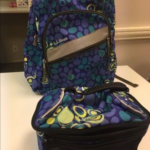 L.L. Bean monogrammed lunchbox and backpack